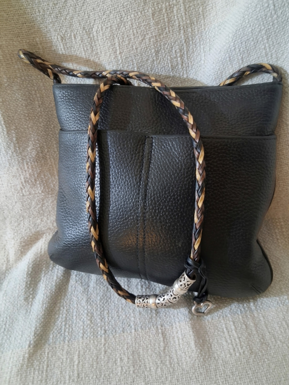 : VintageE Brighton Ferrara Pebbled Leather Crossbody - Built-in Organizer
